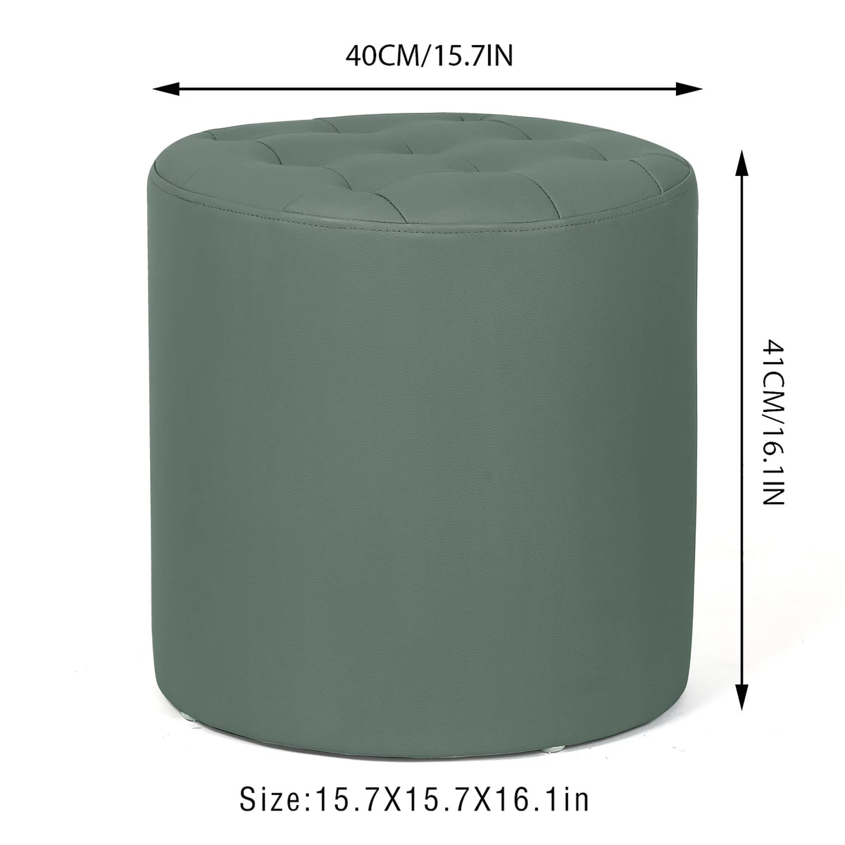 Green Padded Leather Ottoman G227