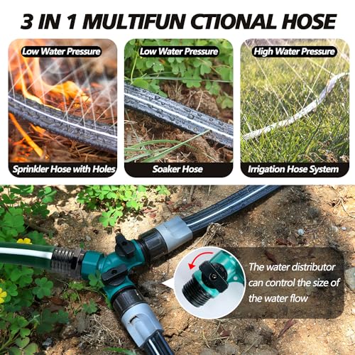 Flat Soaker Hose 100 Ft with Garden Staples and Splitters S523548