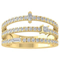 10K Yellow Gold Lab Grown Diamond Three Row Wedding Band Ring T982620