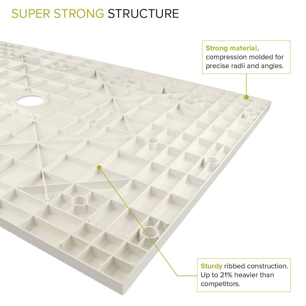 60-in L x 31.5-in Shower Base with Center Drain L258