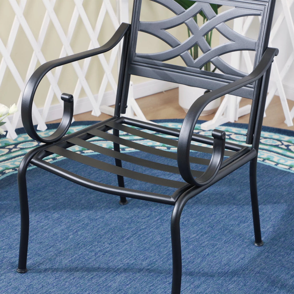 7-Piece Metal Outdoor Dining Set with Cushioned Armchairs W386578