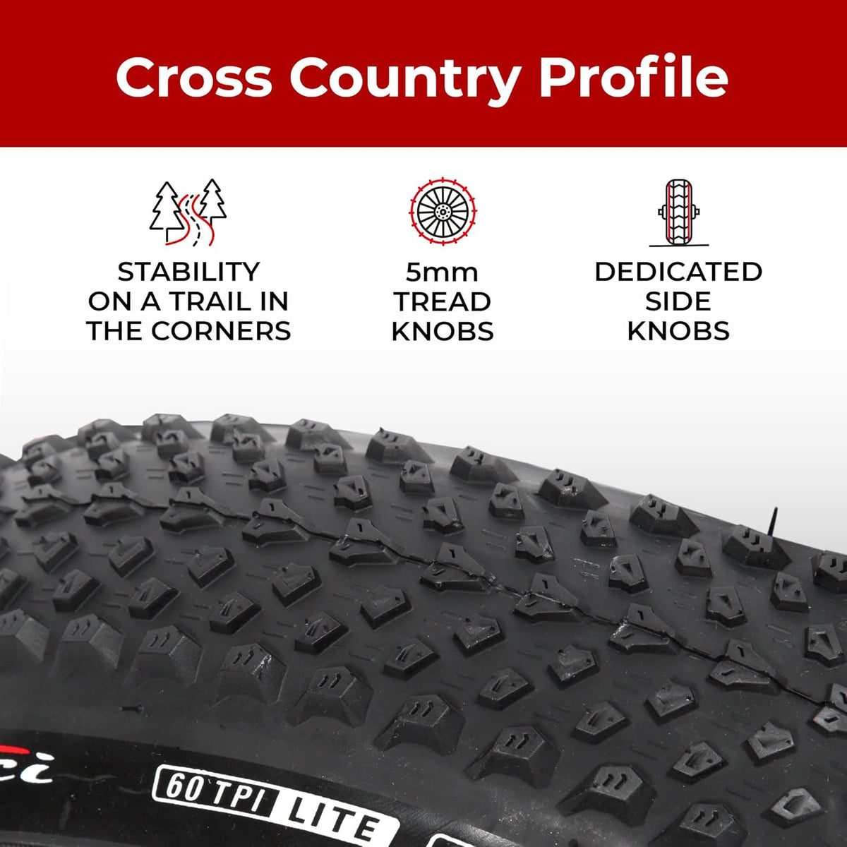 Pair 26 x 2.10 Inch Foldable 60 TPI XC Tires with Nylon Protection L5304