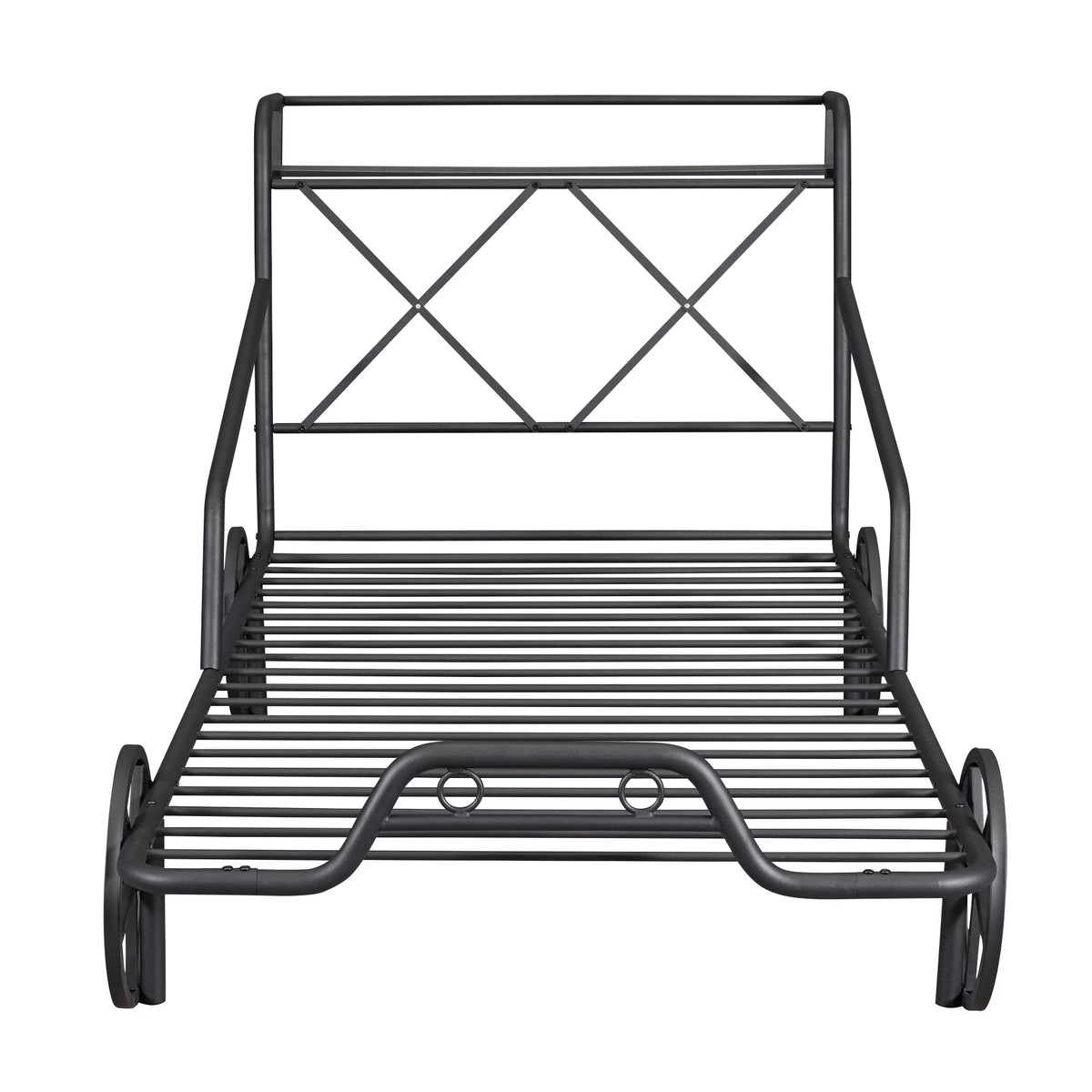 Twin Size Black Metal Car Bed with Guardrails R616