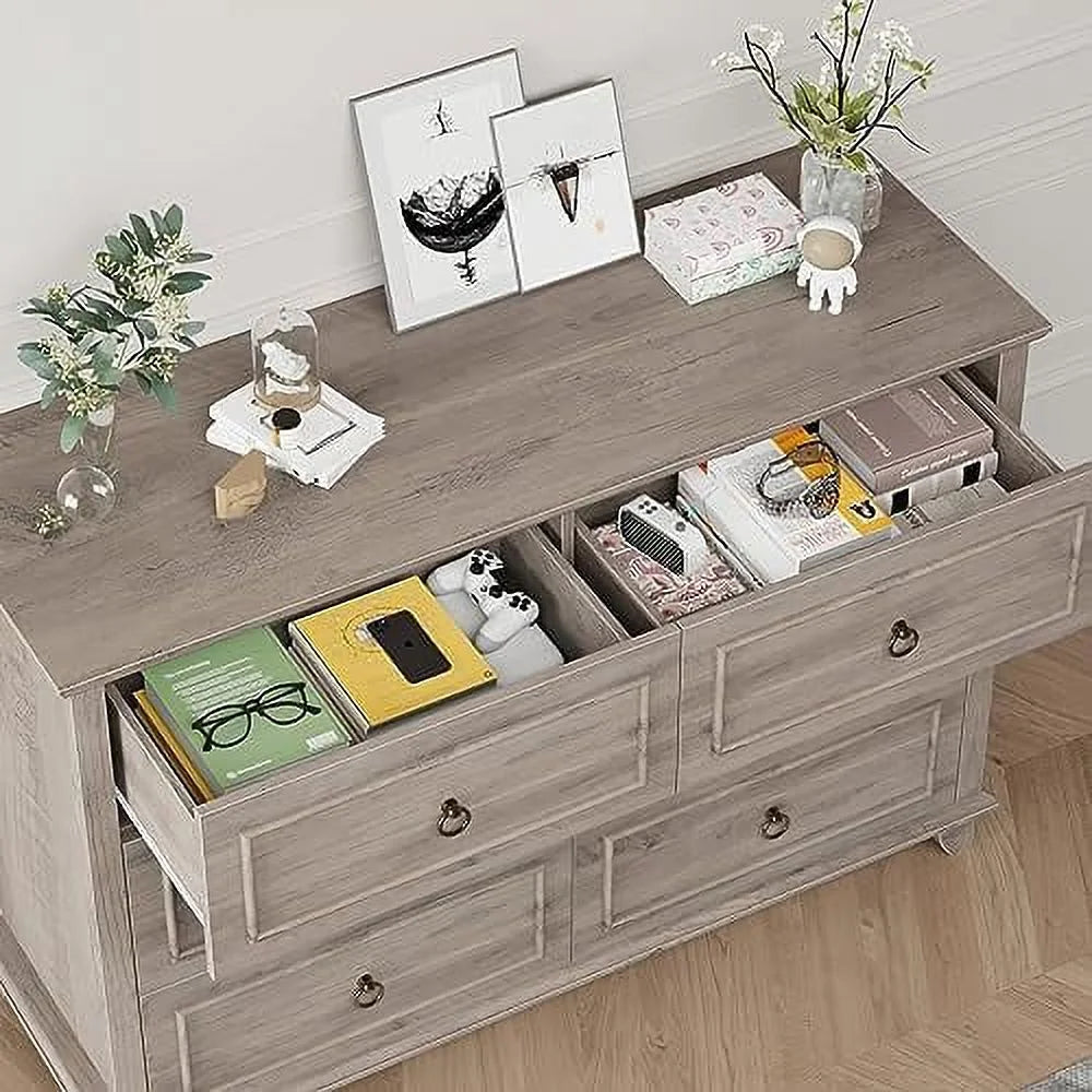 6 Drawer Double Dresser Wood Cabinet A36941
