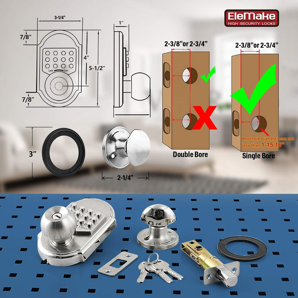 Keyless Deadbolt Lock Stainless Steel 304 Pack of 2 R444