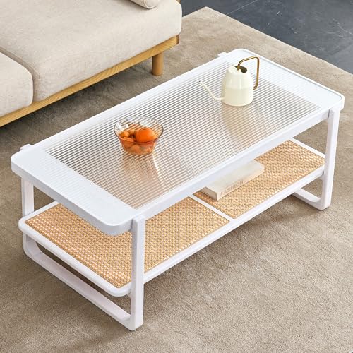 Rattan Coffee Table with Tempered Glass Top B351525