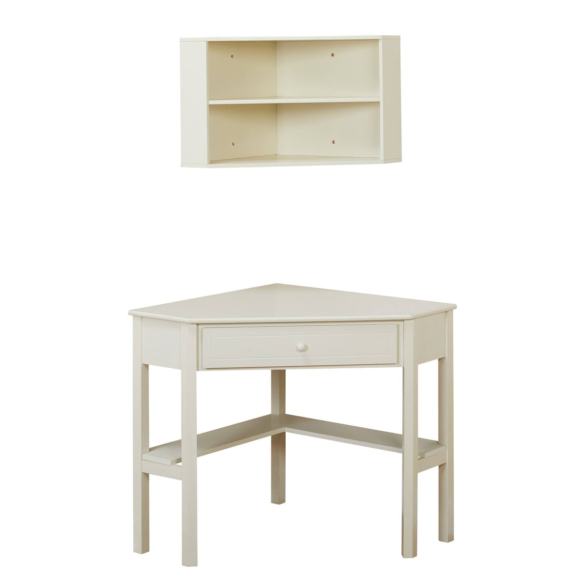 White Corner Desk with Hutch X78390