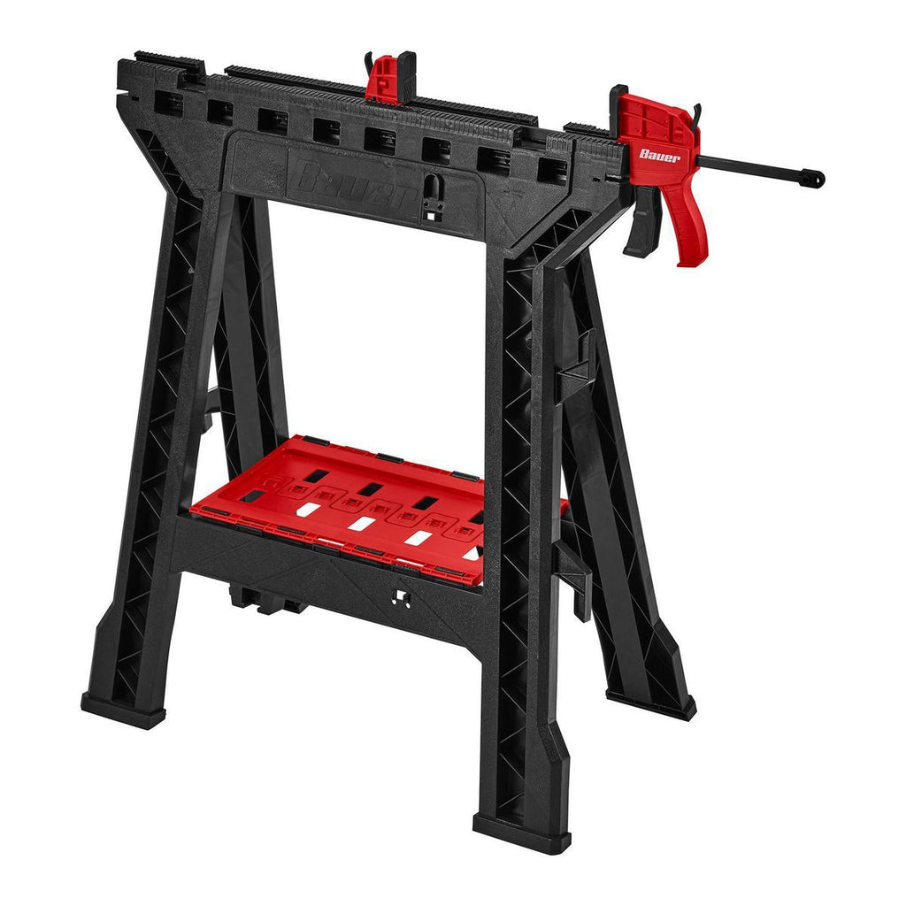 Polypropylene Folding Sawhorse with Bar Clamp, 500 lb. Capacity M813777