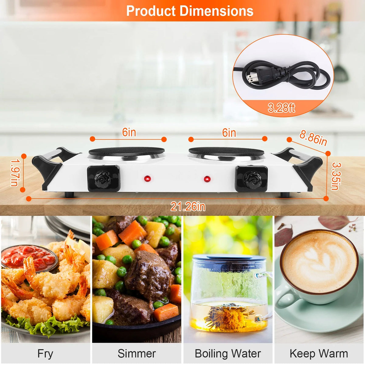 Portable Coil Heating Double/Single Burners Stove 2000W R274910