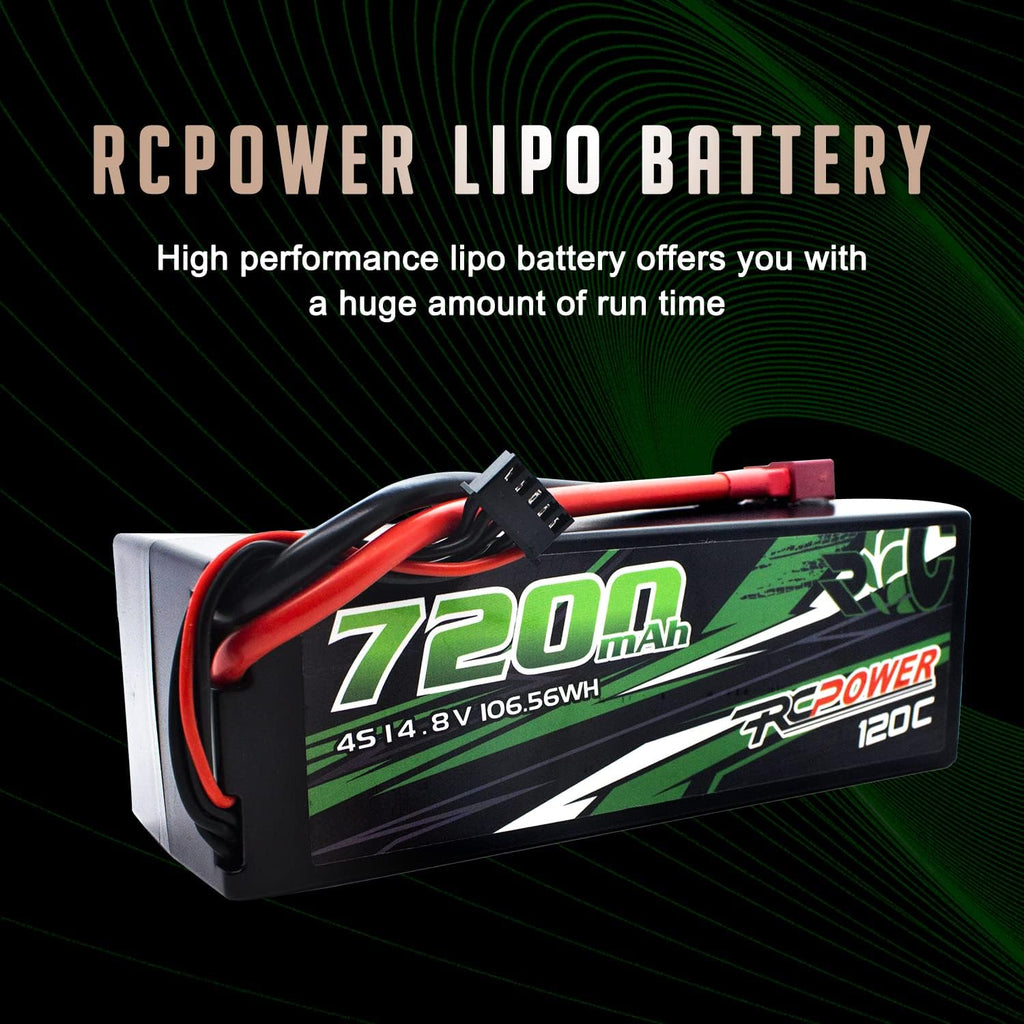 14.8V 7200mAh 4S 120C Hard Case Lipo Battery with T Plug (2Packs) P272