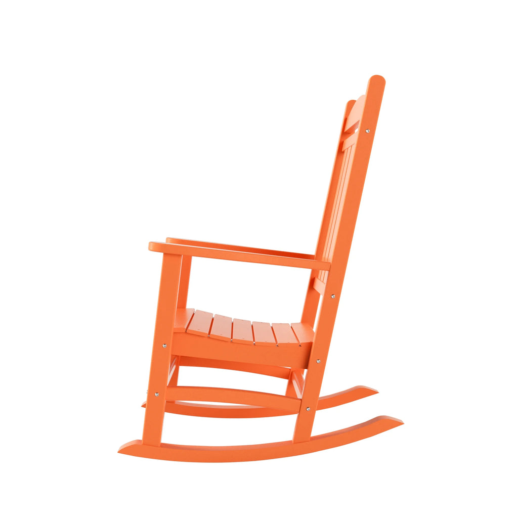 Orange Outdoor Rocking Chair with Round Side Table E68380