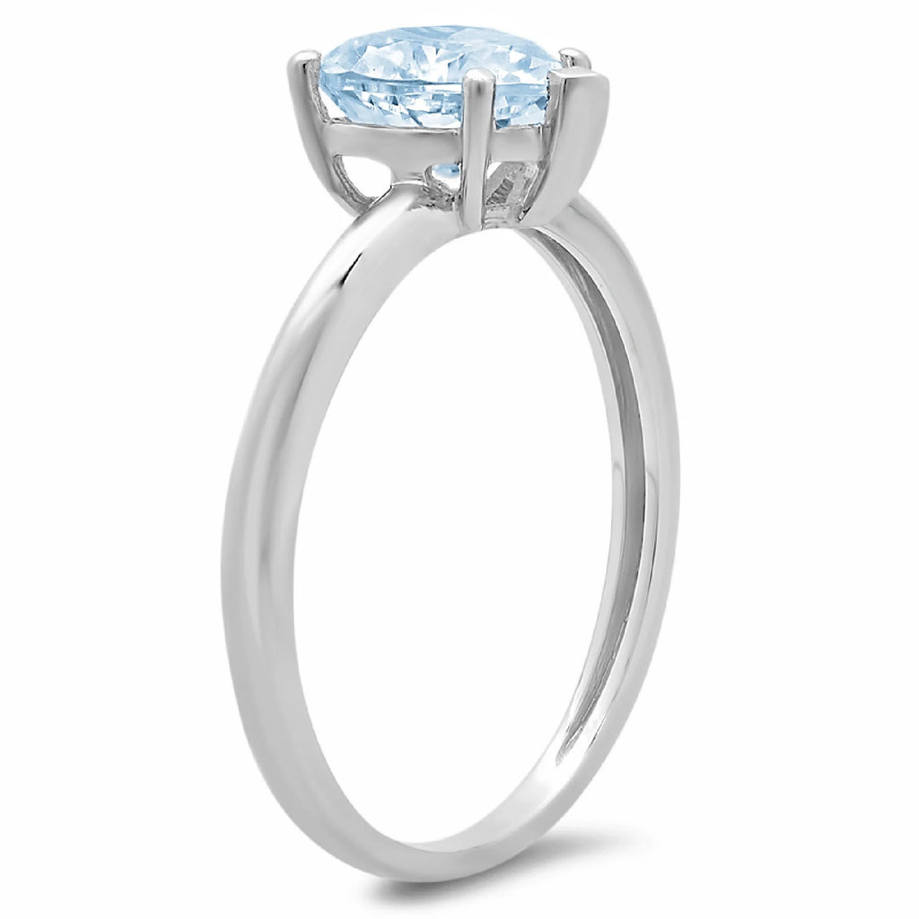 Heart Cut Blue Simulated Diamond 18k White Gold Ring D545868