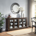 Rustic Grey Wood Sideboard Buffet with Storage Cabinet and Glass Doors K569