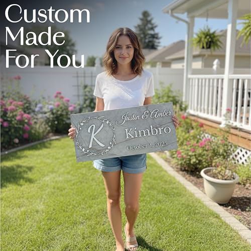 Wooden Monogram Family Sign with Couples Names J4711