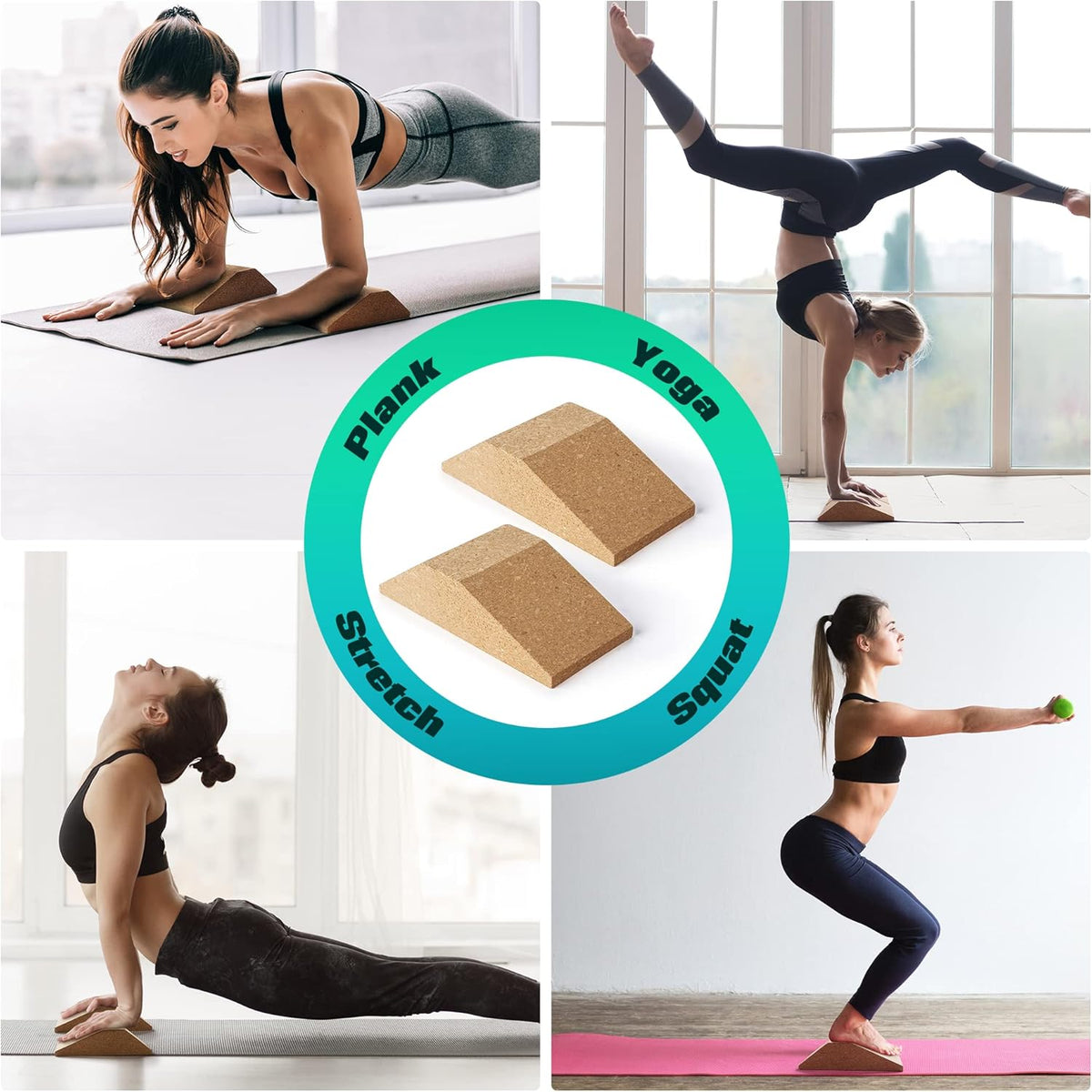 Cork Squat Wedge Block 2 Pack Non Slip Slant Board Z992