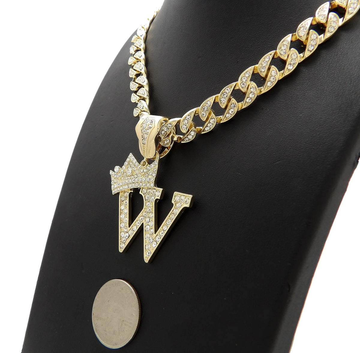 Gold Cuban Chain Necklace with Pendant L89022