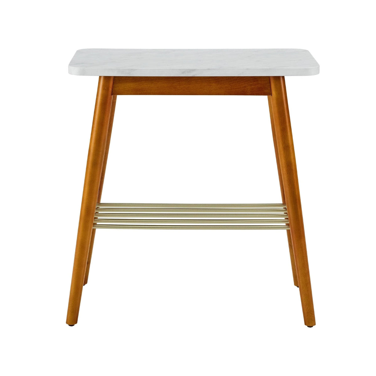 Tapered Leg Side Table Acorn White Faux Marble W257