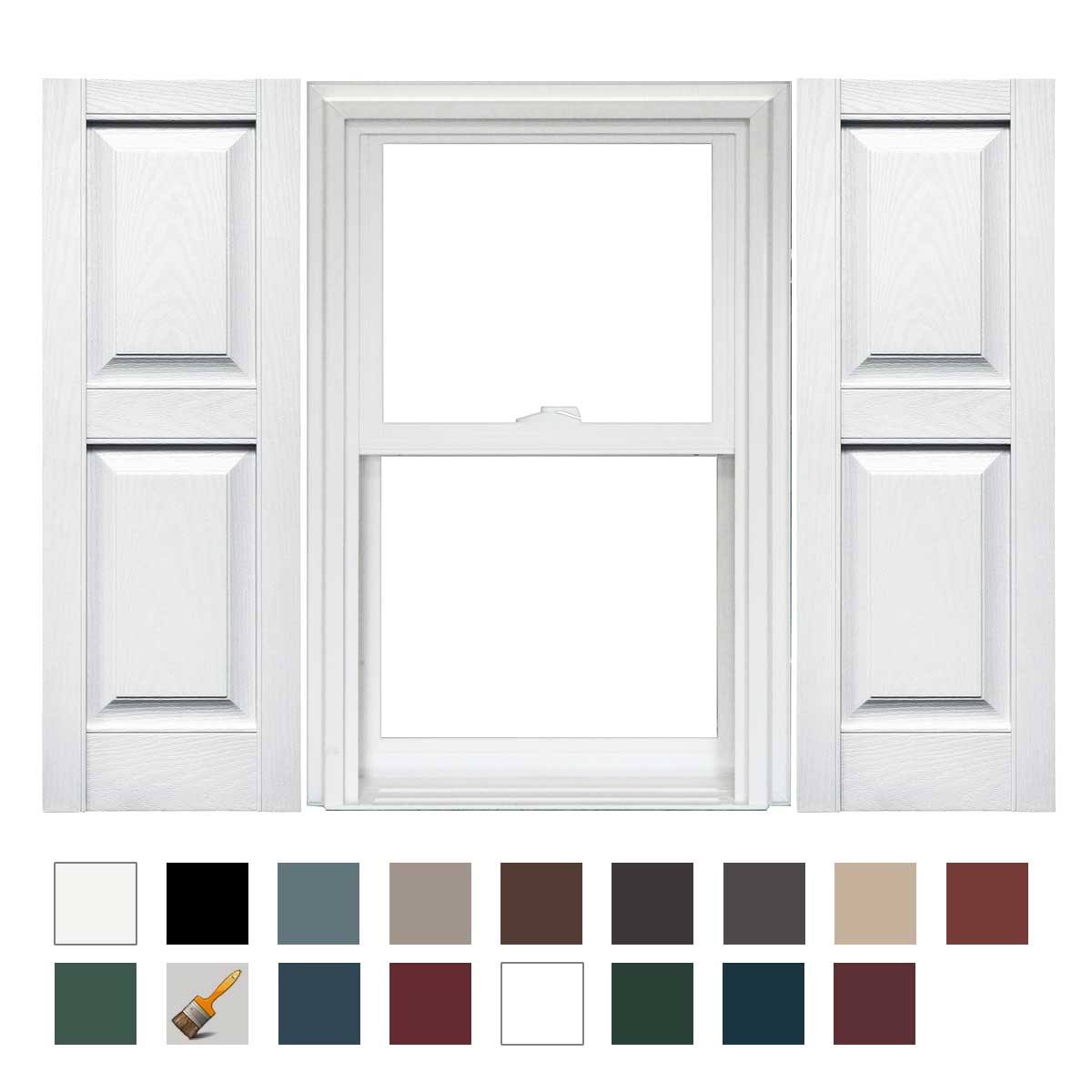 White Raised Panel Vinyl Shutters 1 Pair 14.75 x 35 U584