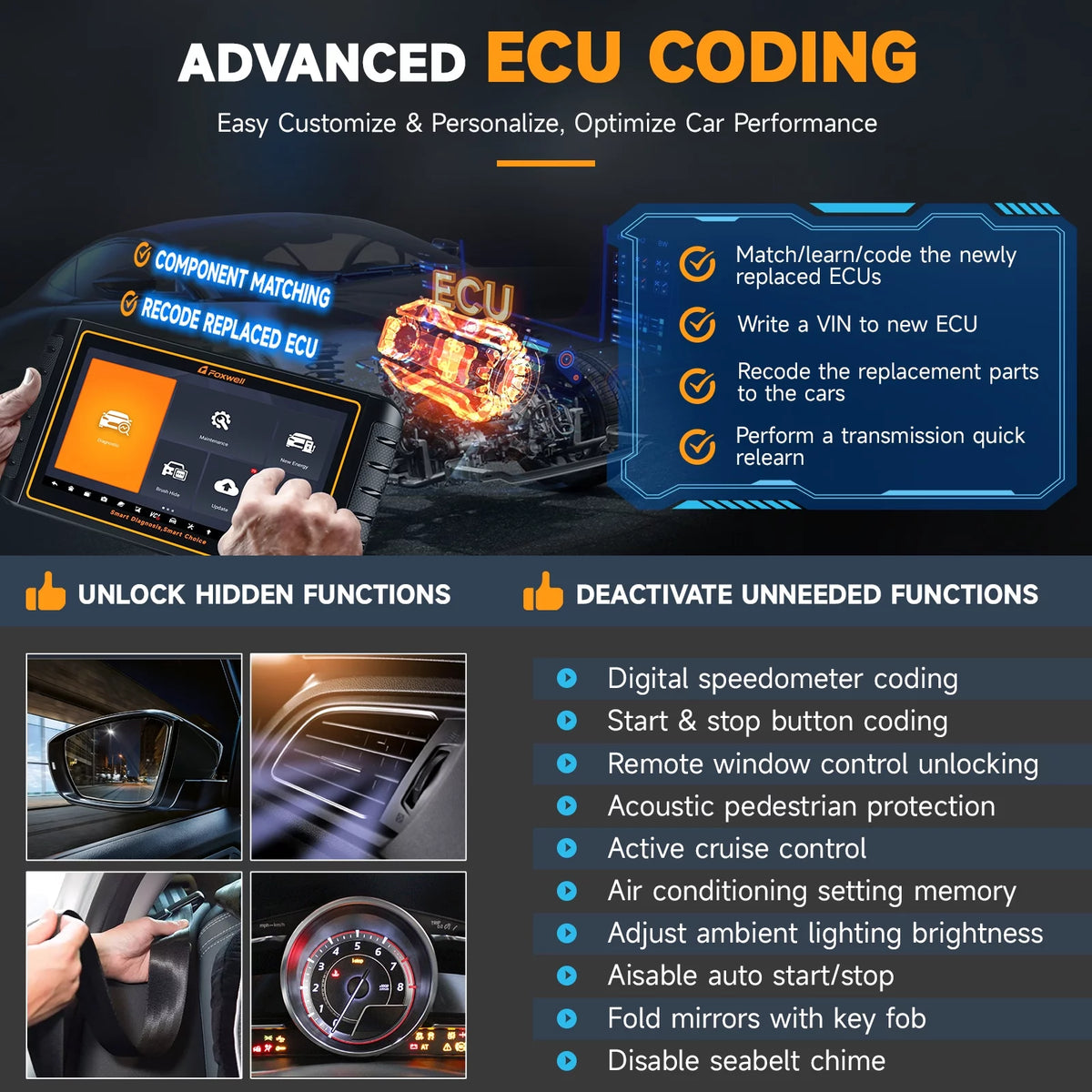 Automotive Bi-directional Diagnostic Scan Tool OBD2 Scanner B300746