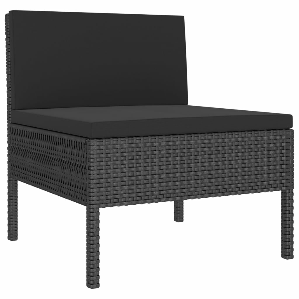 3 Piece Poly Rattan Outdoor Sectional Sofa Set with Cushions Steel Frame J3708