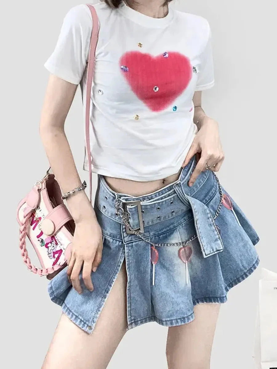 Low Waist Denim Split Skirt G645