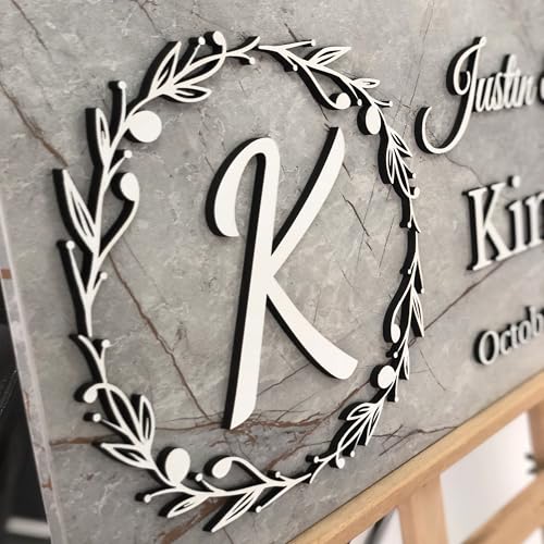 Wooden Monogram Family Sign with Couples Names J4711