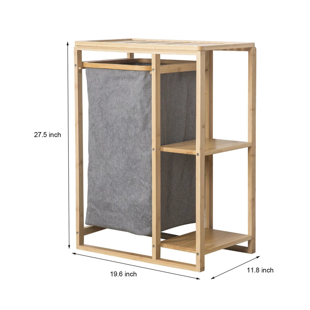 Bamboo Laundry Hamper with Storage Shelves R7612