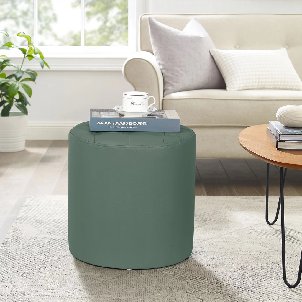 Green Padded Leather Ottoman G227
