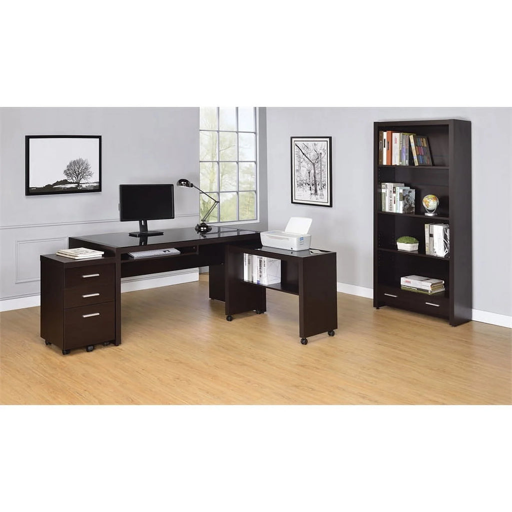 4 Piece Set with Desk Mobile File Cabinet Office Chair and Bookcase R9976