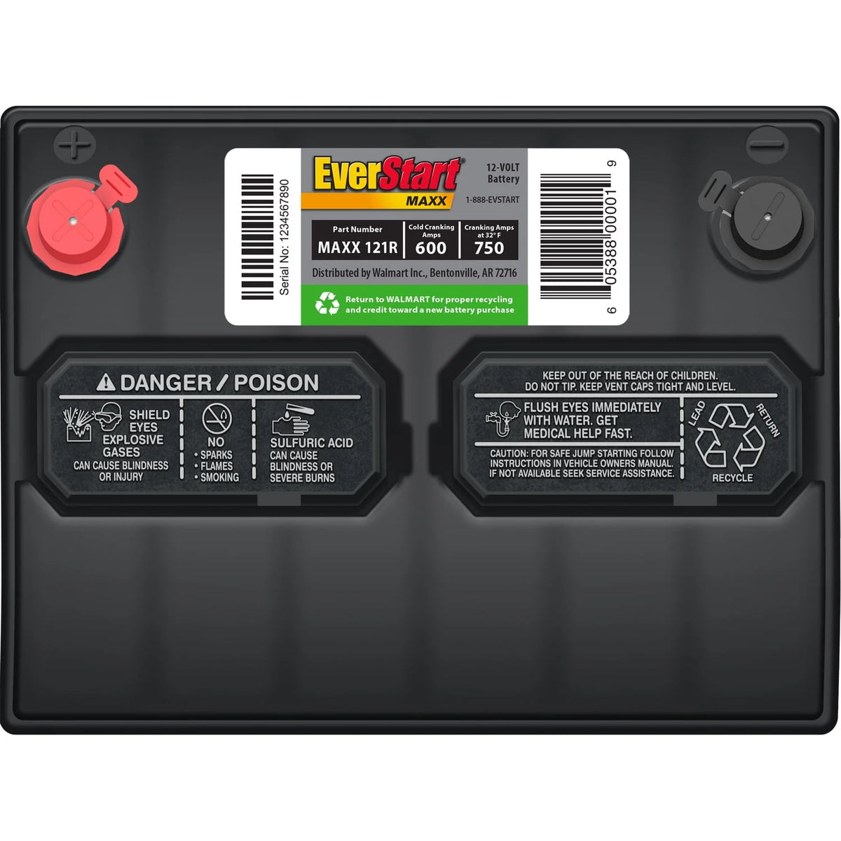 Lead Acid Automotive Battery, Group Size 121R 12 Volt, 600 CCA K573518