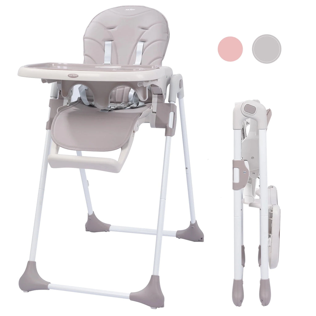 Portable Folding Highchair with Adjustable Height, Removable Tray, Gray I796809