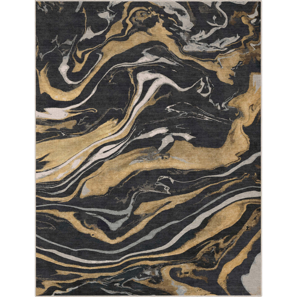 Black Gold Flatweave Area Rug O95694