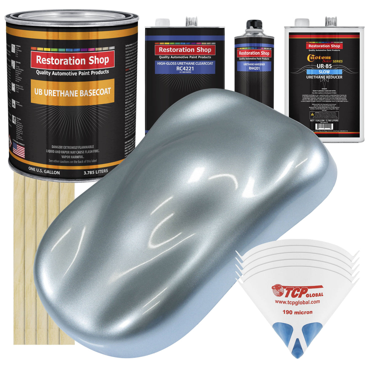 Ice Blue Metallic 1 Gallon Auto Car Paint Kit Urethane Basecoat Clearcoat K127