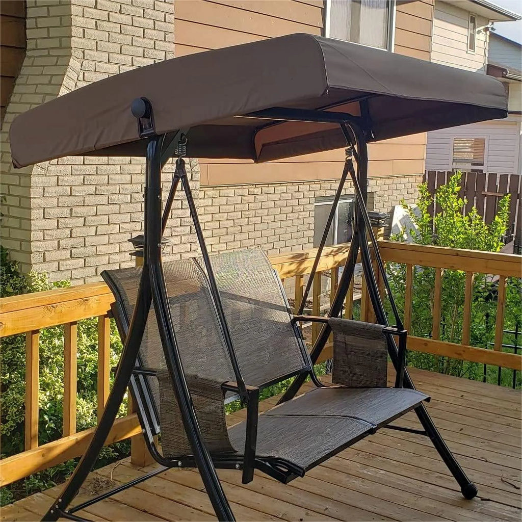 Beige 2-Seat Outdoor Patio Swing with Steel Frame Z958519