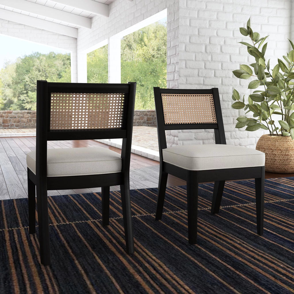Black Mid-Century Wood Dining Chair E7611