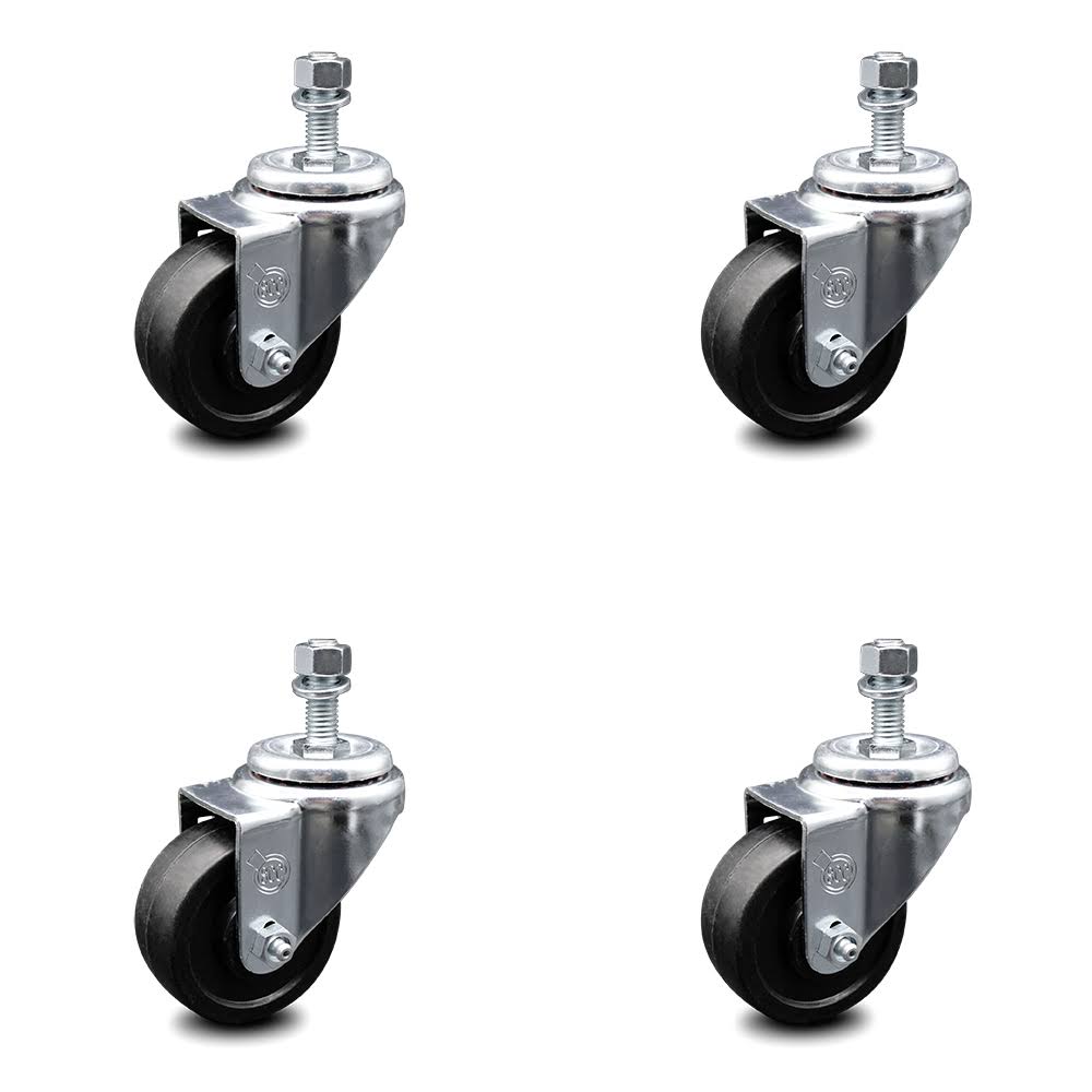 Swivel Caster Set of 4 with 3x22 Wheels and 3/8x22 Stem Y4075