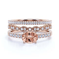 2.50 Carat Oval Cut Morganite And Diamond Moissanite Engagement Ring in 10k Solid Rose Gold I91455