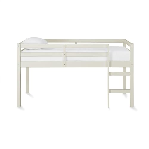 Black Twin Pine Wood Loft Bed with Guard Rail Z6067