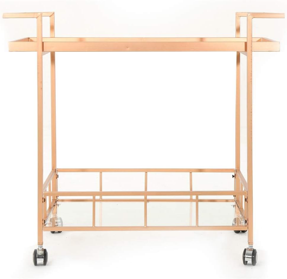 Industrial Glass Bar Cart with Shelves Q90648