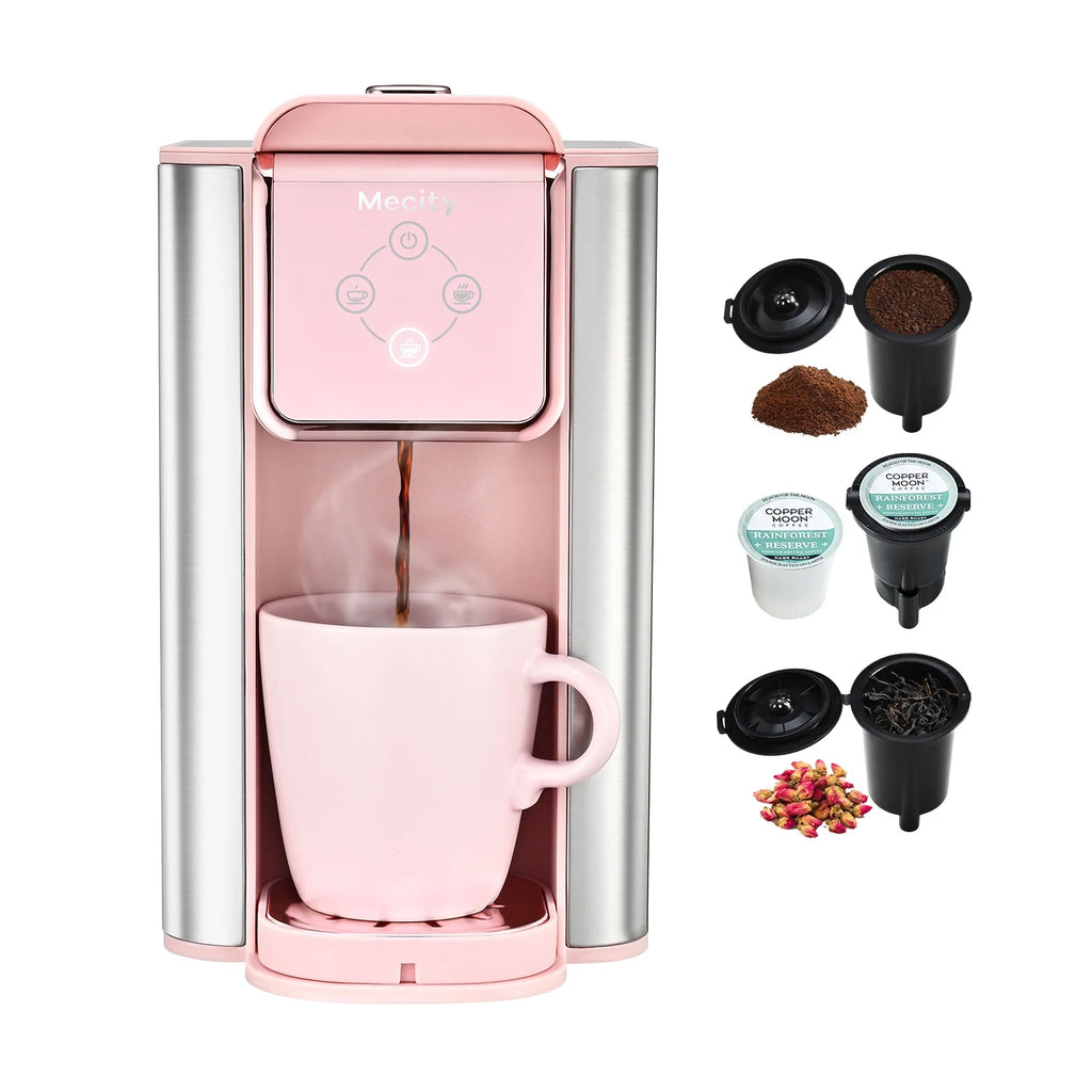 Pink 3-in-1 Single Serve Coffee Machine with Removable 50 Oz Water Reservoir P56197