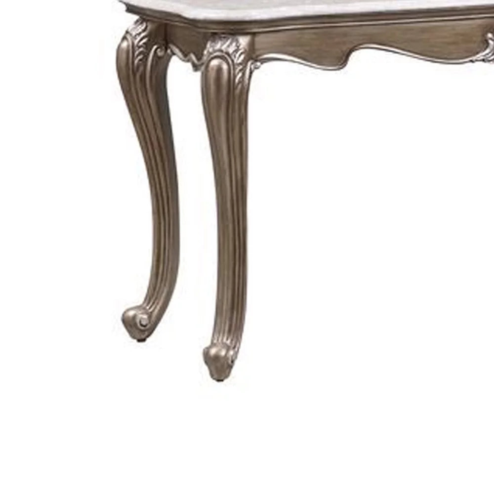 Sofa Table with Marble Top and Queen Anne Legs Gold T274
