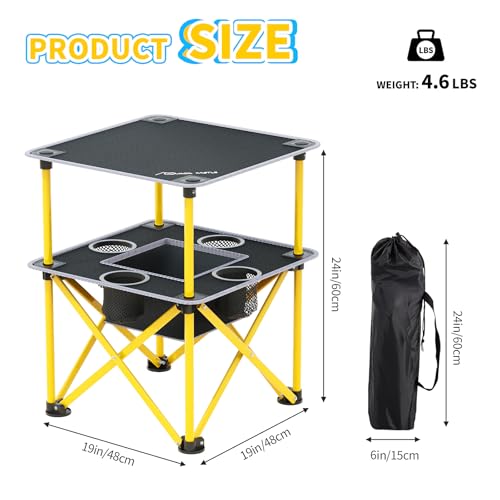 Folding Camping Table with 4 Cup Holders and Travel Bag N113484