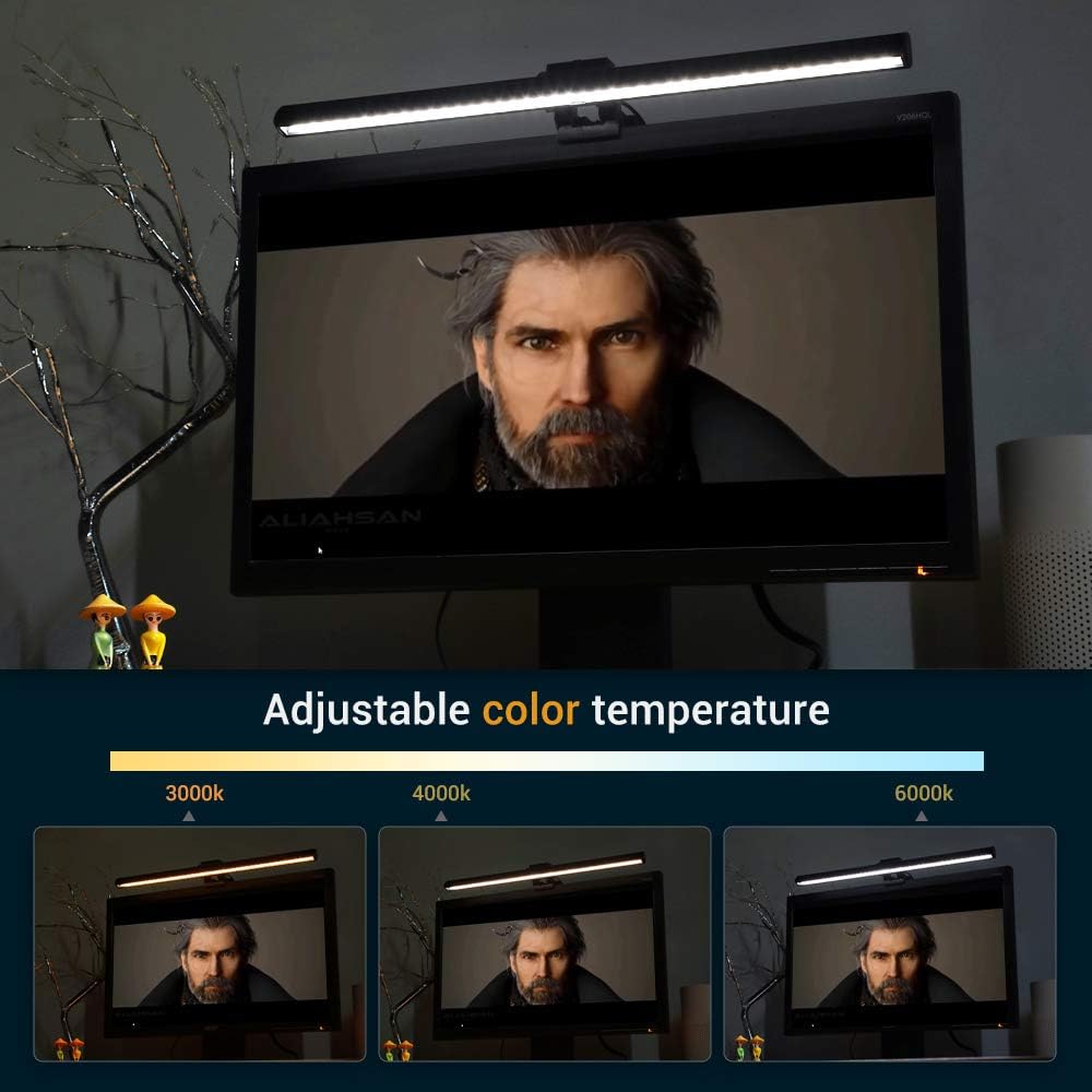 Black LED Monitor Light Bar with 3 Lighting Modes and 10 Brightness Levels V74550