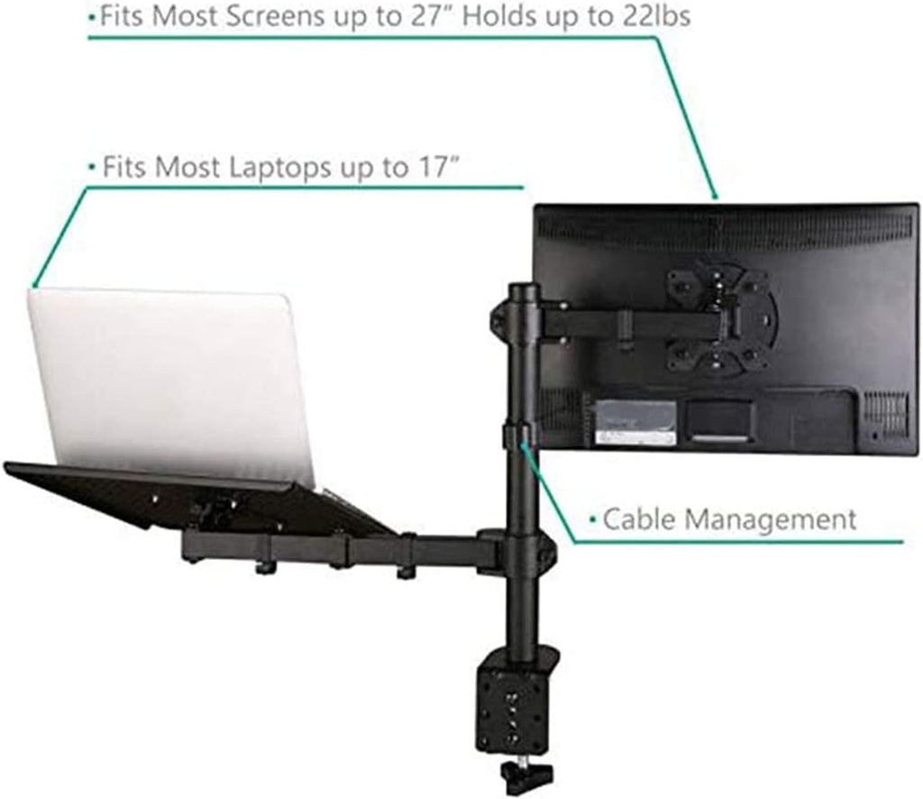 Single LCD Monitor Desk Mount with Extra Laptop Tray, Black, Pack of 2 T7845