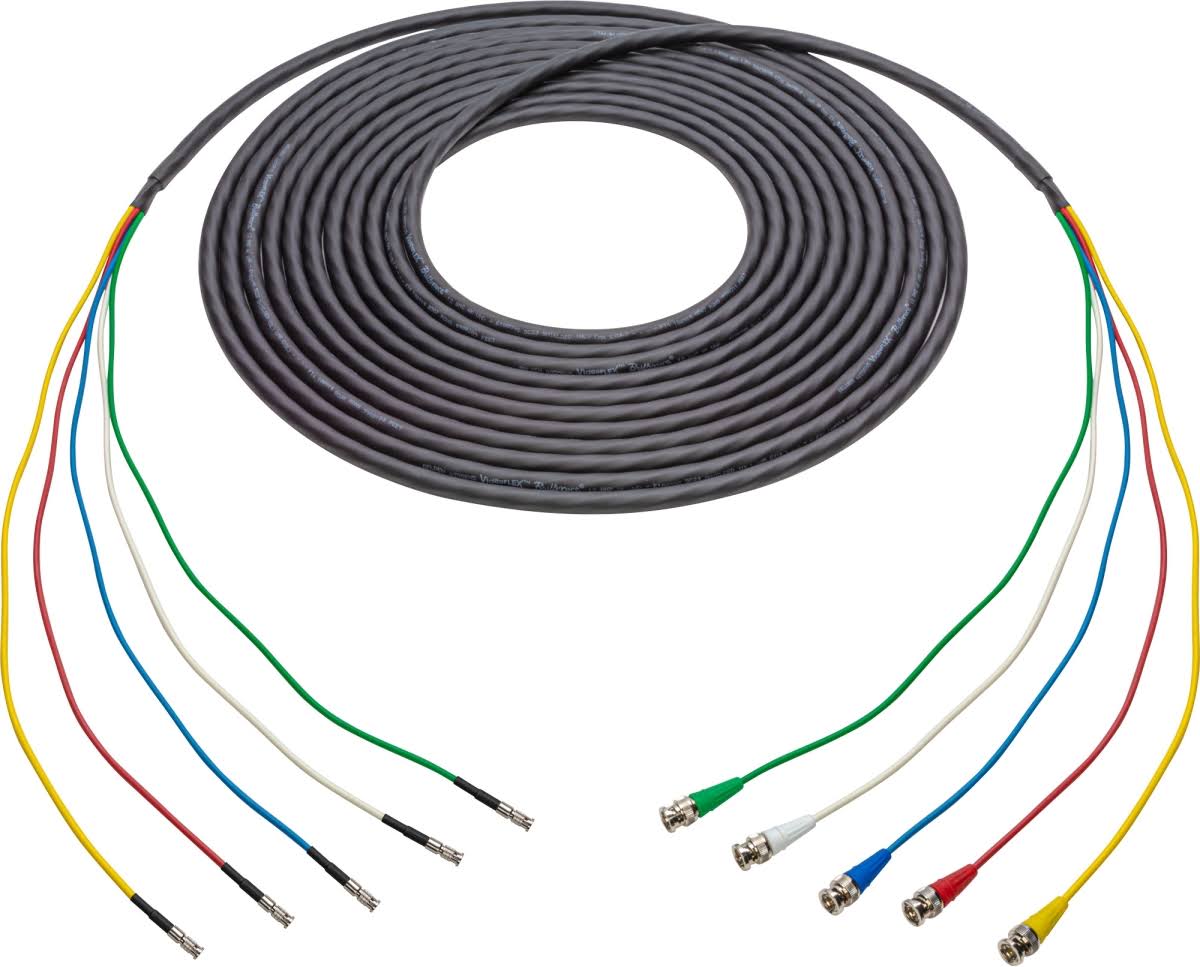 12G-SDI-4K UHD 5-Channel BNC Male to HDBNC Male Snake Cable Black - 10 ft. R64451