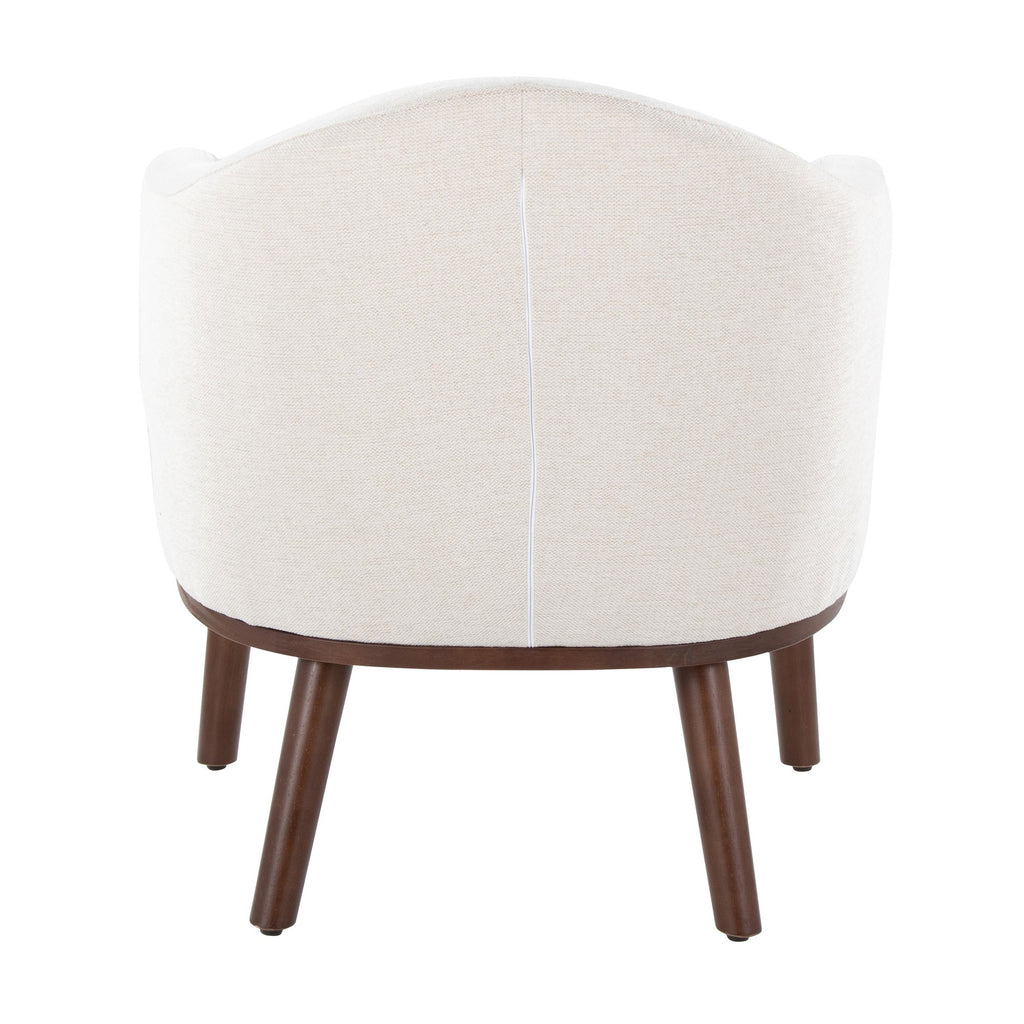 Mid-Century Modern Accent Chair in Walnut Wood and Cream Fabric L13188