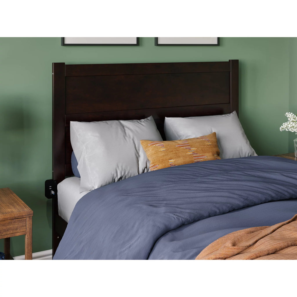 Solid Wood Full Bed with USB Charging Station V48879